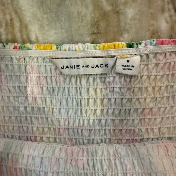 Girls JANIE & JACK The Emma smocked floral chiffon romper- Size 8. - Picture 10 of 12